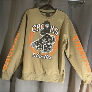 Crooks & Castles Khaki Sweater with Orange Accents